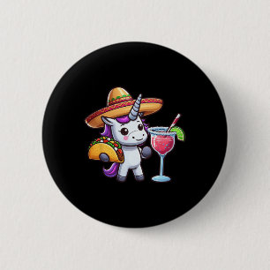 Badge Rond 5 Cm Chemise Cinco De Mayo Fête Mexicaine Licorne Tacos