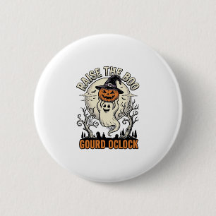 Badge Rond 5 Cm Chemise Citrouille Fantôme Gravure Halloween Vinta