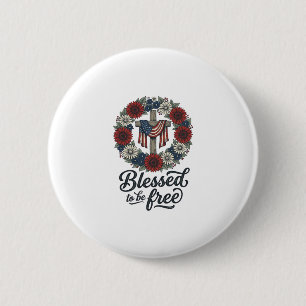 Badge Rond 5 Cm Chemise croisée florale patriotique bénie pour êtr
