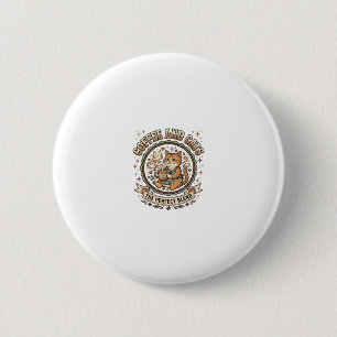 Badge Rond 5 Cm Chemise d'art vectoriel vintage Café et chats Chat
