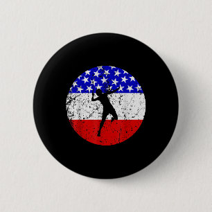 Badge Rond 5 Cm Chemise de badminton Drapeau Américain - Joueur de