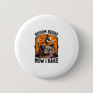 Badge Rond 5 Cm Chemise de boulanger Halloween Sorcière Balai Cass
