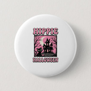Badge Rond 5 Cm Chemise de chat de maison hantée vintage Halloween