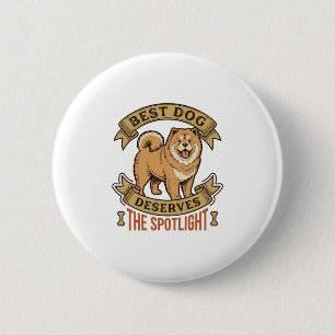 Badge Rond 5 Cm Chemise de chien Chow Chow Gravure vintage drôle d