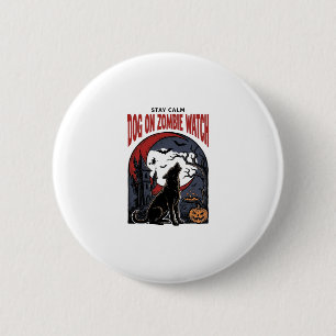 Badge Rond 5 Cm Chemise de chien Halloween Design Zombie Patrol_1