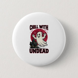 Badge Rond 5 Cm Chemise de fantôme d'Halloween Design Zombie Haunt