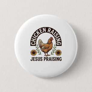 Badge Rond 5 Cm Chemise de ferme vintage louant Jésus et élevant d