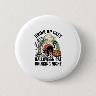 Badge Rond 5 Cm Chemise de fête de lune vintage de chat de Hallowe