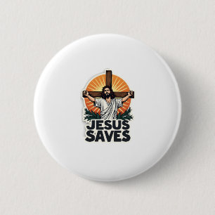 Badge Rond 5 Cm Chemise de foi avec gravure vintage Jésus Sauve (1
