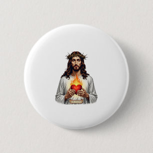 Badge Rond 5 Cm Chemise de foi gravure vintage Jésus Cœur Sacré (