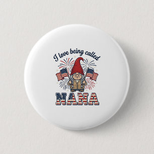 Badge Rond 5 Cm Chemise de grand-mère vintage Gnome Nana patriotiq