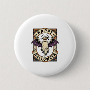 Badge Rond 5 Cm Chemise de gravure vintage de chauve-souris fantôm