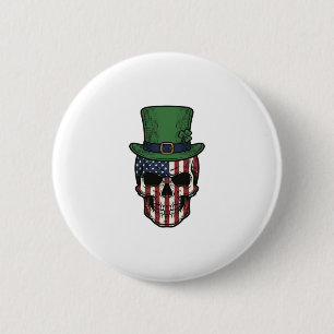 Badge Rond 5 Cm Chemise de gravure vintage de crâne patriotique ir
