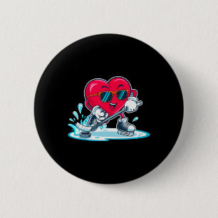 Badge Rond 5 Cm Chemise de hockey à coeur pour la Saint-Valentin p