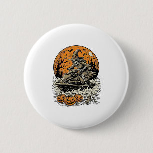 Badge Rond 5 Cm Chemise de jet ski Halloween sorcière squelette vi