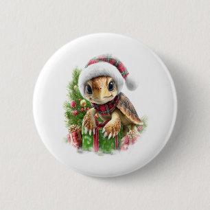 Badge Rond 5 Cm Chemise de la tortue de mer Noël Santa Hat