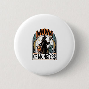 Badge Rond 5 Cm Chemise de maman Halloween Dessin de famille de mo