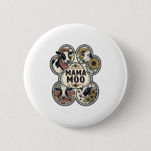Badge Rond 5 Cm Chemise de maman vache Gravure vintage Tournesol W