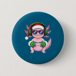 Badge Rond 5 Cm Chemise de Noël d'Axolotl de joueur drôle San de j