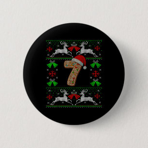 Badge Rond 5 Cm Chemise de Noël drôle et laide numéro 7 67 Meme