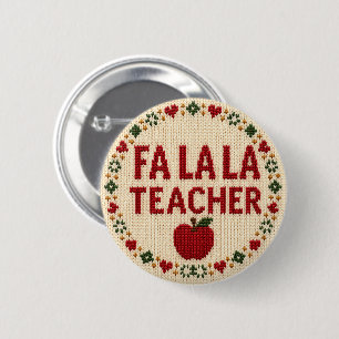 Badge Rond 5 Cm Chemise de Noël festive Fa La La pour enseignant 