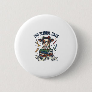 Badge Rond 5 Cm Chemise de professeur de gravure vintage de vache