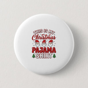 Badge Rond 5 Cm Chemise de pyjama de Noël Gnome décoration de fête