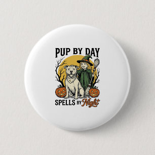 Badge Rond 5 Cm Chemise de sorcière de chien d'Halloween Gravure v