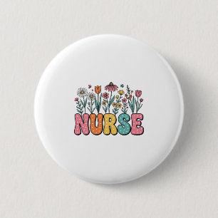 Badge Rond 5 Cm Chemise de style vintage à lettres bulles infirmiè