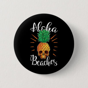Badge Rond 5 Cm Chemise de vacances crâne de pinapple de plages d'