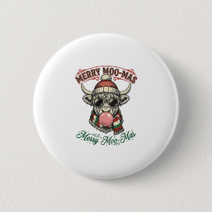Badge Rond 5 Cm Chemise de vache de Noël Mignonne Haute Terre Pun 
