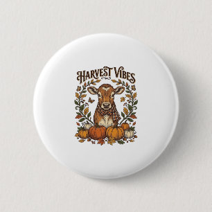 Badge Rond 5 Cm Chemise de veau d'automne Gravure vintage Moisson