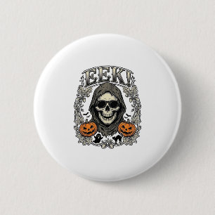 Badge Rond 5 Cm Chemise Graphique Crâne Halloween Gravure Vintage