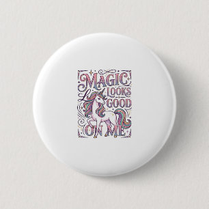 Badge Rond 5 Cm Chemise graphique tendance Licorne Magique me va b