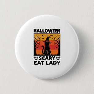 Badge Rond 5 Cm Chemise Halloween Dame de chat effrayant Gravure V