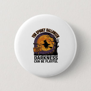 Badge Rond 5 Cm Chemise Halloween Darkness Design Lune Sorcière Vi