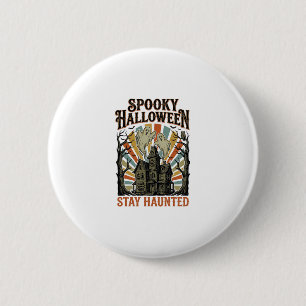 Badge Rond 5 Cm Chemise Halloween Maison Hantée avec Fantôme Vinta