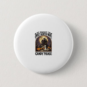 Badge Rond 5 Cm Chemise Halloween Vintage Candy Night Maison Hanté