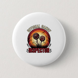 Badge Rond 5 Cm Chemise Halloween Vintage Inspecteur de Bonbons Of
