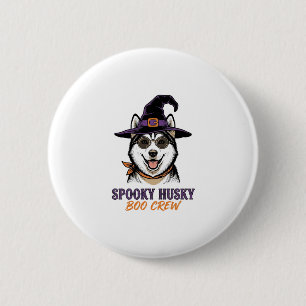 Badge Rond 5 Cm Chemise Husky Halloween Sorcière Chien Graphique V