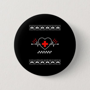 Badge Rond 5 Cm Chemise Infirmière Rythme Cardiaque Croix Bandage