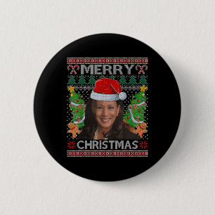 Badge Rond 5 Cm Chemise joyeux Noël Kamala Harris Femme laid C