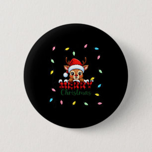 Badge Rond 5 Cm Chemise Joyeux Noël Renne Mignon –plaid Fêtes