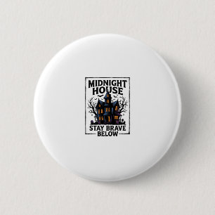 Badge Rond 5 Cm Chemise Maison Hantée Design Nuit Squelettique Vin