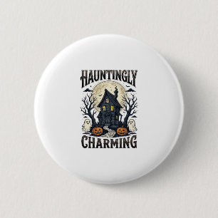Badge Rond 5 Cm Chemise Maison Hantée Vintage Cottage Halloween De