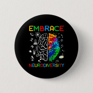 Badge Rond 5 Cm Chemise Neurodiversity Embrasser la Sensibilisatio