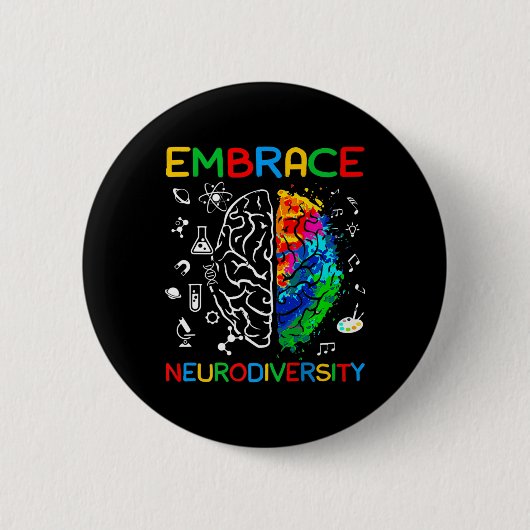 Badge Rond 5 Cm Chemise Neurodiversity Embrasser la Sensibilisatio (Devant)