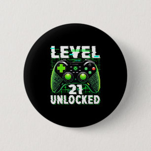 Badge Rond 5 Cm Chemise Niveau 21 Débloqué Drôle Vidéo Joueur Geek