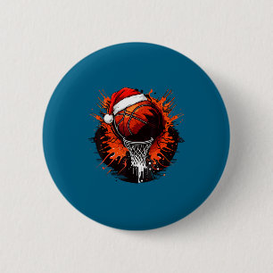Badge Rond 5 Cm Chemise Noël Basketball Chapeau de Père Noël Dunk