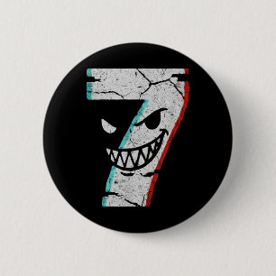 Badge Rond 5 Cm Chemise Numéro 7 Évil - Blague 7 Mange 9 67 Mème H